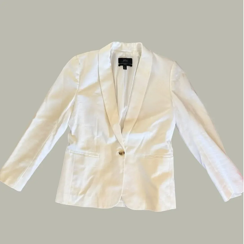 JCREW Parke blazer in stretch linen blend-Ivory Size 6 - Picture 2 of 12